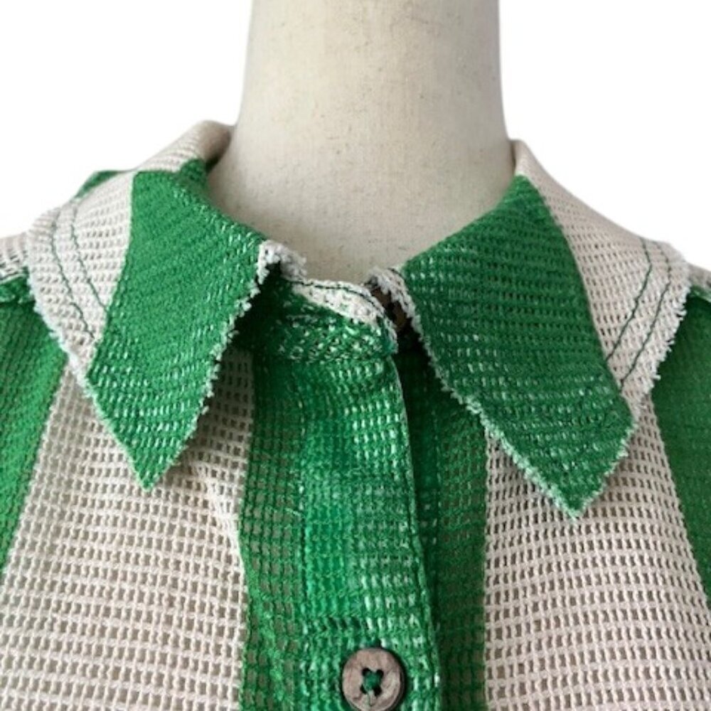 WE THE FREE Del Mar Cabana Button Down Cover Up Shirt Striped Green White Small - Picture 5 of 16